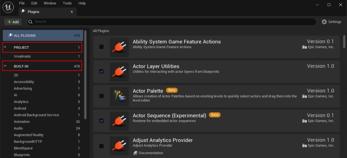 Plugins in Unreal Engine - List with characteristics