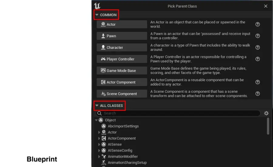 Parent Classes in Unreal Engine - Choosing a C++/BP Parent Class