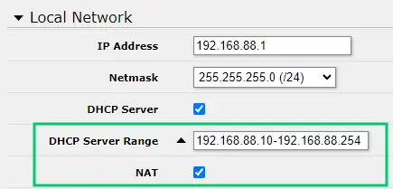 Quick Set - local network setting