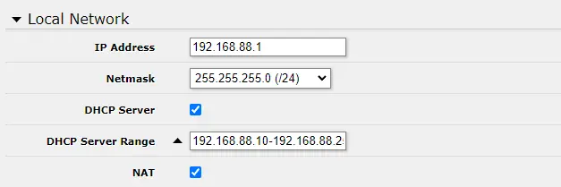 Quick Set - local network setting