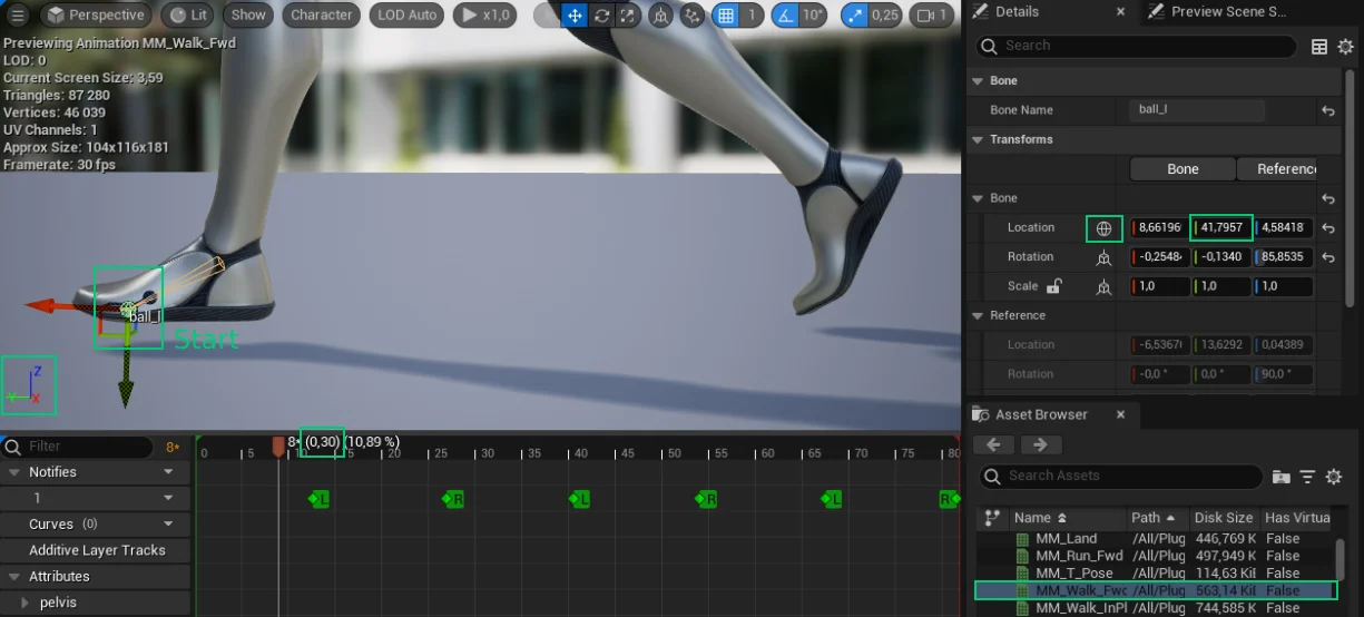 Step length / speed in animation