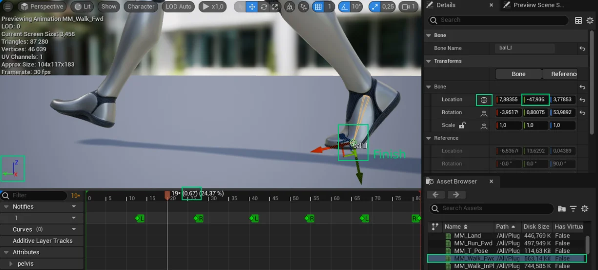 Step length / speed in animation